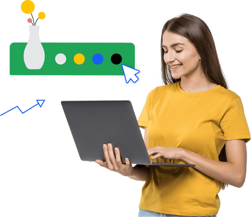 Whatsapp customer interaction Graphic depicting an ecommerce interaction with a happy whatsapp customer