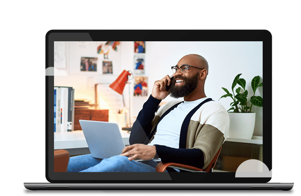 Voice API Man on mobile device connecting with customer service