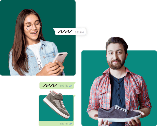Whatsapp conversation commerce Example of a shoe shop transaction via WhatsApp commerce