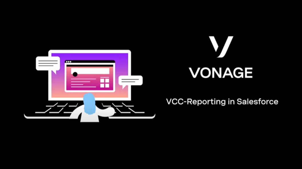 Vonage Contact Center Reporting in Salesforce Cover slide for VCC reporting in Salesforce demo video