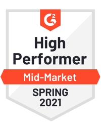 G2 High Performer Mid-Market Spring 2021 Award