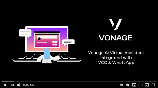 Vonage AI Virtual Assistant integrated with VCC and What's app cover slide for Vonage AI Virtual Assistant demo video